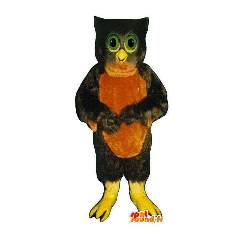 Uil bruin en rood mascotte - MASFR007460 - Mascot vogels