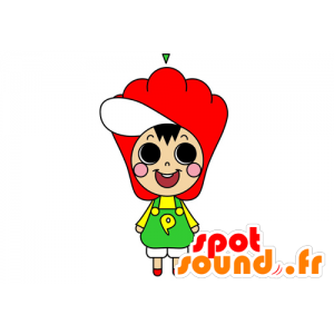 Mädchen-Maskottchen mit einem großen roten Hut - MASFR029591 - 2D / 3D Maskottchen