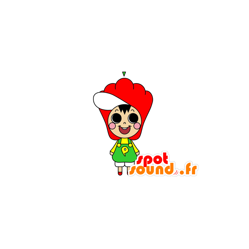 Mädchen-Maskottchen mit einem großen roten Hut - MASFR029591 - 2D / 3D Maskottchen