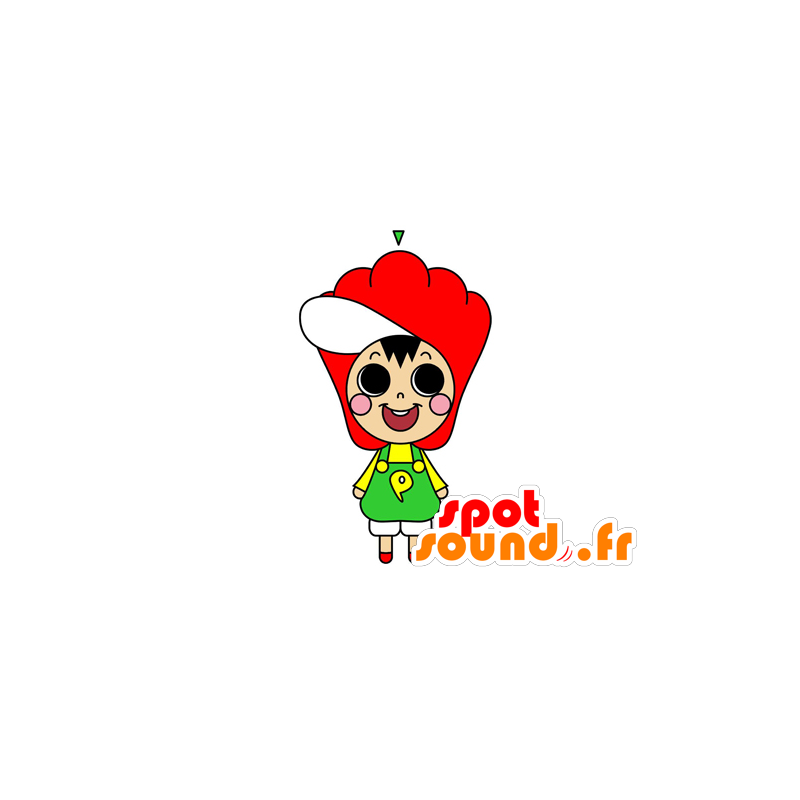 Meisje mascotte met een grote rode hoed - MASFR029591 - 2D / 3D Mascottes