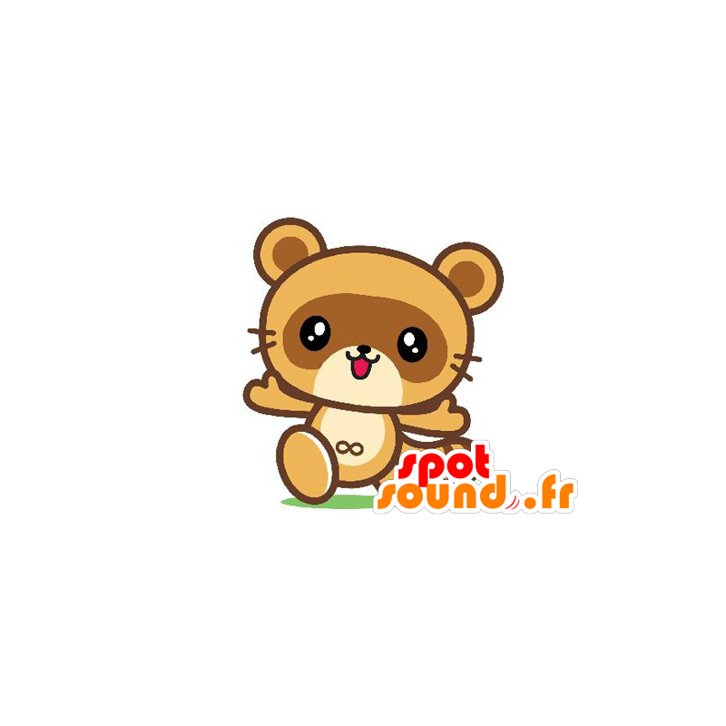 Mascota del oso de peluche, naranja y marrón de mapache - MASFR029592 - Mascotte 2D / 3D