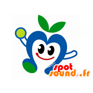 Mascota de la manzana, fruta gigante azul y blanco - MASFR029593 - Mascotte 2D / 3D