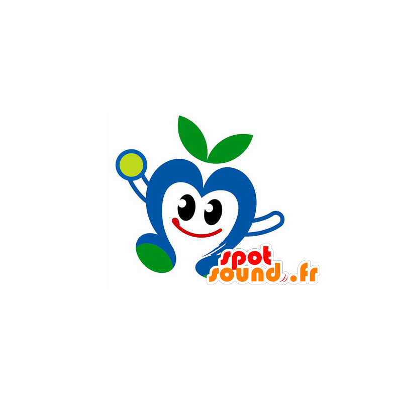 Mascota de la manzana, fruta gigante azul y blanco - MASFR029593 - Mascotte 2D / 3D