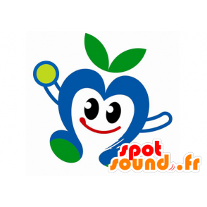 Mela mascotte, gigante di frutta blu e bianco - MASFR029593 - Mascotte 2D / 3D