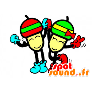 2 mascots giant acorns - MASFR029595 - 2D / 3D mascots