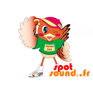 Uccello mascotte vestita di abbigliamento sportivo - MASFR029597 - Mascotte 2D / 3D