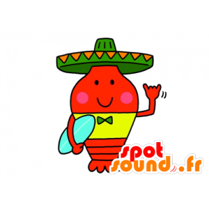 Mascotte de piment rouge avec un sombrero - MASFR029598 - Mascottes 2D/3D