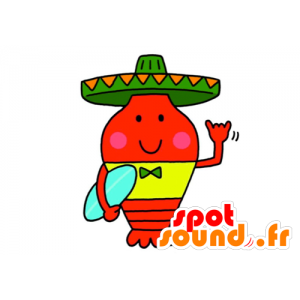 Rode peper mascotte met een sombrero - MASFR029598 - 2D / 3D Mascottes