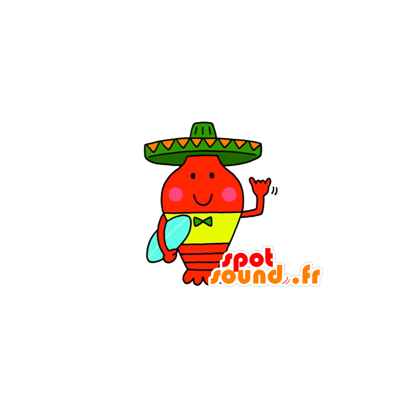 Mascotte de piment rouge avec un sombrero - MASFR029598 - Mascottes 2D/3D