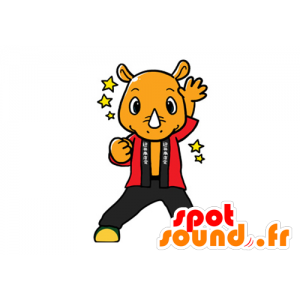 Naranja mascota del rinoceronte del kimono - MASFR029599 - Mascotte 2D / 3D
