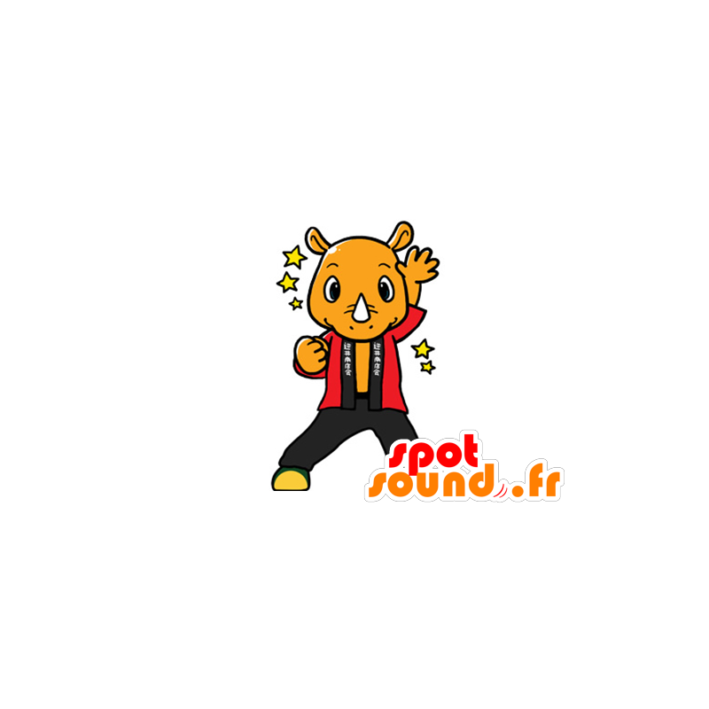 Orange rhino mascot kimono - MASFR029599 - 2D / 3D mascots