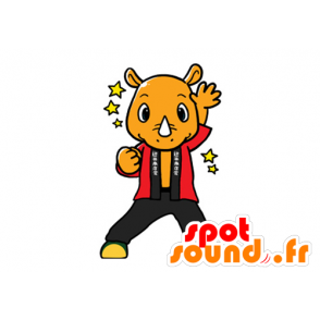 Arancione rinoceronte mascotte kimono - MASFR029599 - Mascotte 2D / 3D