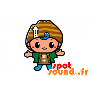 Boy mascota vestida con un kimono con una gorra - MASFR029600 - Mascotte 2D / 3D