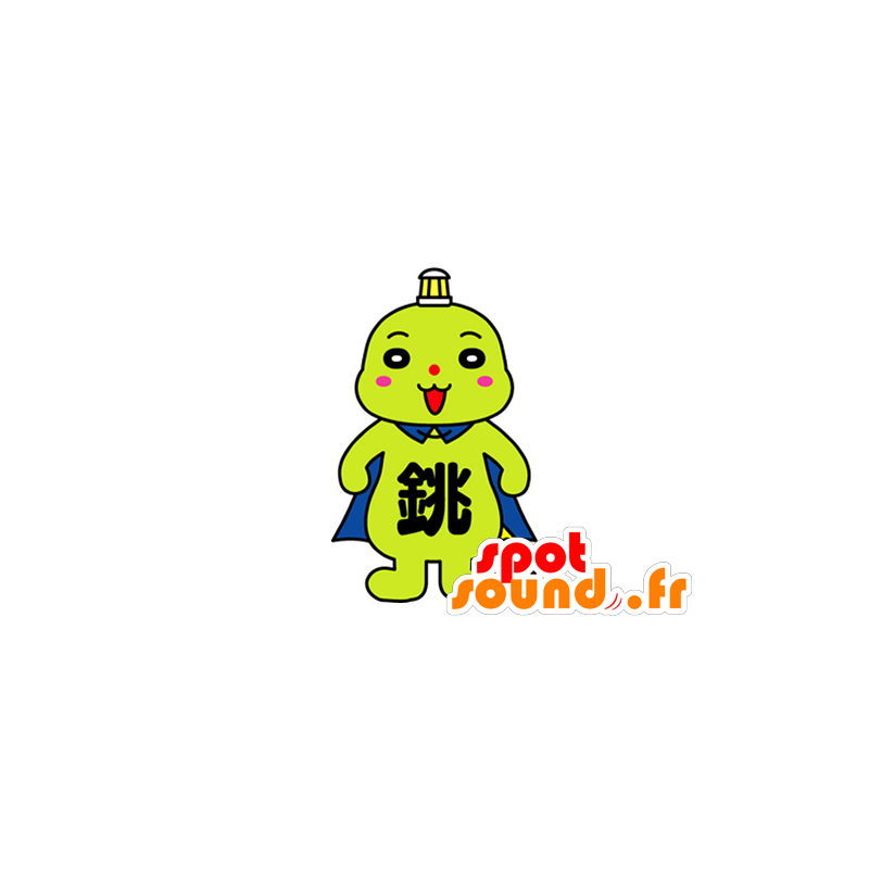 Mascotte de bonhomme, de monstre vert avec une cape - MASFR029601 - Mascottes 2D/3D
