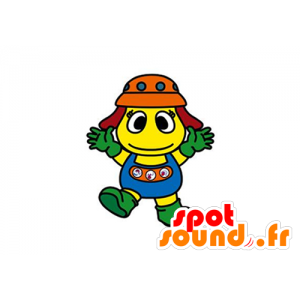 Gul, blå och orange karaktärmaskot - Spotsound maskot