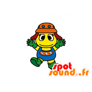 Yellow character mascot, blue and orange - MASFR029602 - 2D / 3D mascots