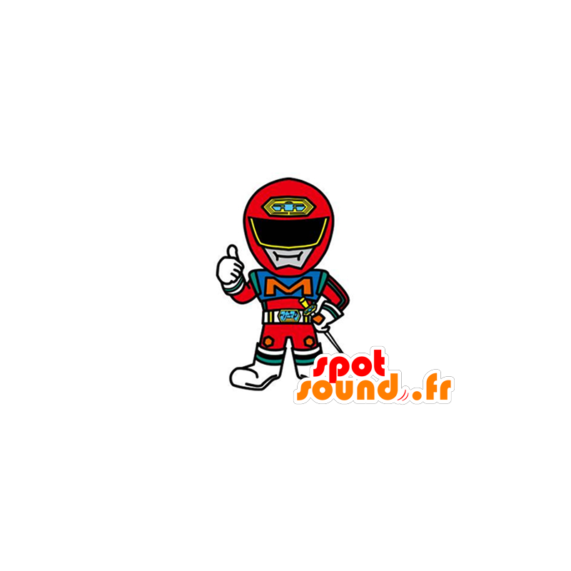 Mascota del muchacho, traje de superhéroe en rojo y azul - MASFR029603 - Mascotte 2D / 3D