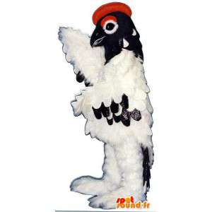 Vit, svart och röd fågelmaskot - Spotsound maskot