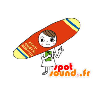 Boy Maskottchen mit einem Surfbrett - MASFR029608 - 2D / 3D Maskottchen