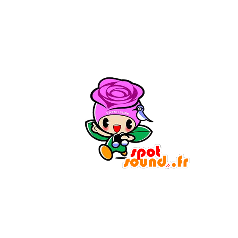 Snowman mascot with the flower head - MASFR029609 - 2D / 3D mascots