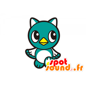 Azul mascote e pássaro branco, redondo e bonito - MASFR029610 - 2D / 3D mascotes