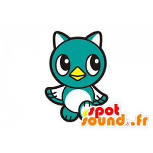 Mascotte d'oiseau bleu et blanc, rond et mignon - MASFR029610 - Mascottes 2D/3D