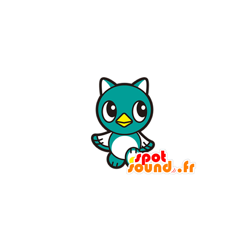 Mascotte d'oiseau bleu et blanc, rond et mignon - MASFR029610 - Mascottes 2D/3D