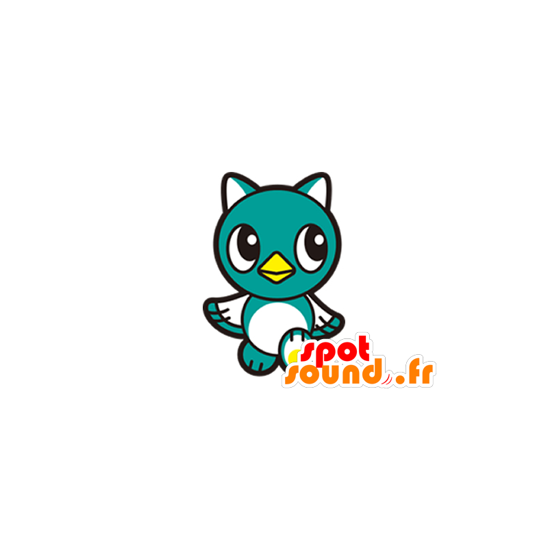 Mascot blauwe en witte vogel, ronde en schattig - MASFR029610 - 2D / 3D Mascottes