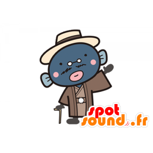 Grå og blå fiske Mascot kimono - MASFR029611 - 2D / 3D Mascots