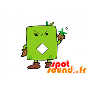 Mascota de la fruta cuadrada, pera, manzana gigante - MASFR029622 - Mascotte 2D / 3D