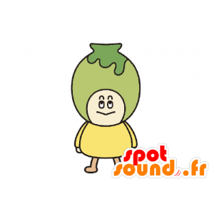 Mascot gran hombre verde con un florero en la cabeza - MASFR029632 - Mascotte 2D / 3D