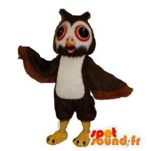 Mascot braune und weiße Eulen. Kostüm Eulen - MASFR007470 - Maskottchen der Vögel