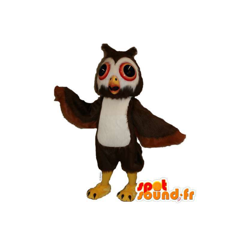 Mascot bruin en wit uilen. uilen Costume - MASFR007470 - Mascot vogels