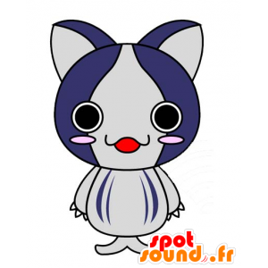Mascotte de chat bleu et gris, mignon et original - MASFR029637 - Mascottes 2D/3D