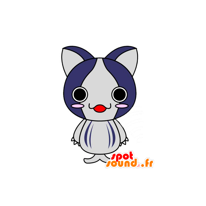 La mascota del gato azul y gris, lindo y original - MASFR029637 - Mascotte 2D / 3D