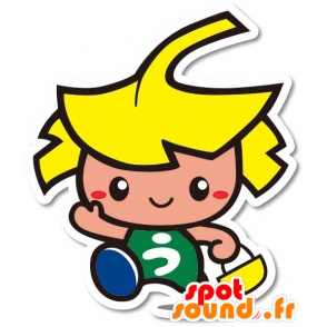 Blond boy mascot with a giant head - MASFR029642 - 2D / 3D mascots