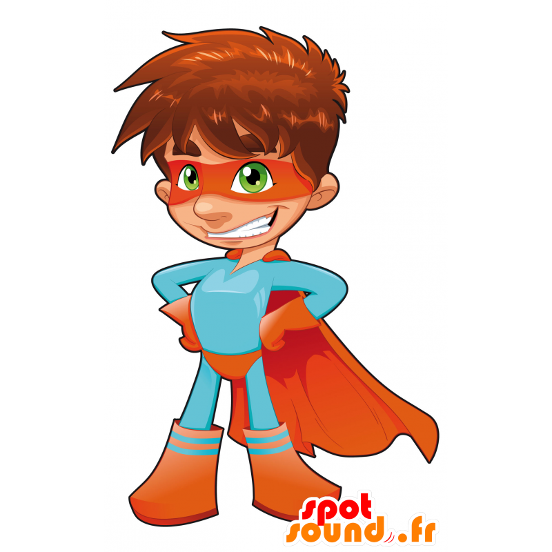 Superheltmaskot med maske - Spotsound maskot kostume Superheltmaskot med maske - Spotsound maskot kostume