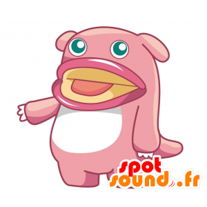 Mascot vaaleanpunainen lumiukko, vaaleanpunainen hirviö - MASFR029659 - Mascottes 2D/3D