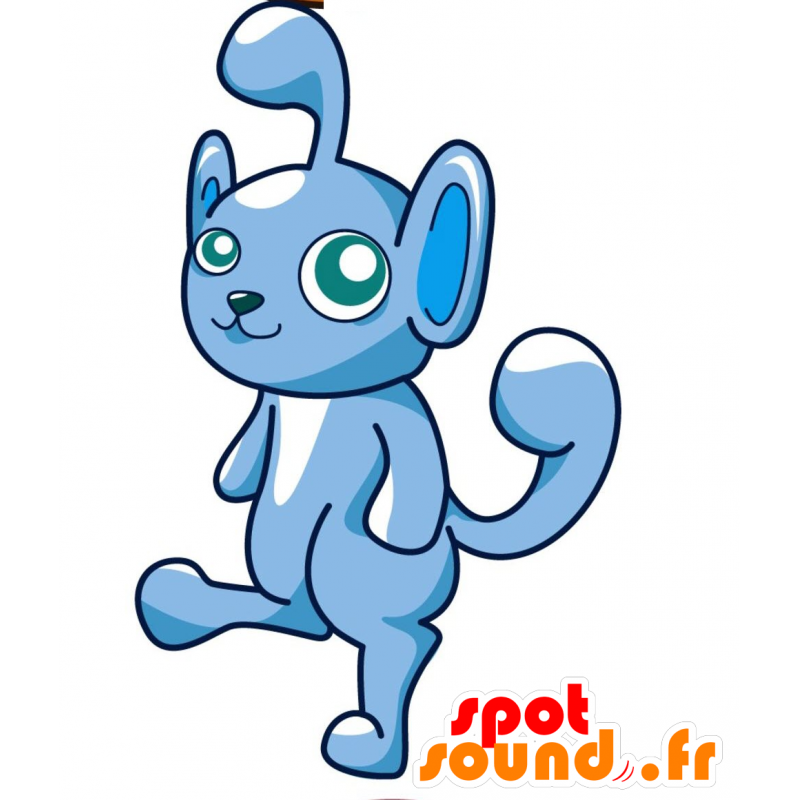 Cara azul mascote com os olhos grandes - MASFR029661 - 2D / 3D mascotes