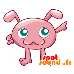 La mascota de conejo color rosa, redondos y lindo - MASFR029663 - Mascotte 2D / 3D