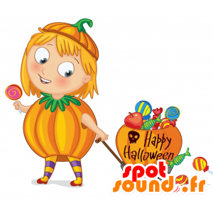 Mascot disguised girl in pumpkin - MASFR029668 - 2D / 3D mascots