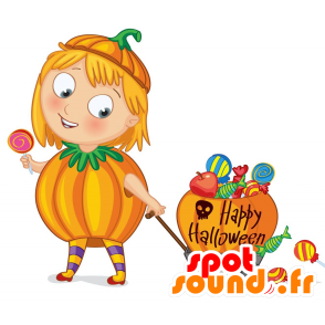 Mascot chica disfrazada de calabaza - MASFR029668 - Mascotte 2D / 3D