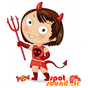 Maskotti pukeutunut tyttö punainen paholainen - MASFR029669 - Mascottes 2D/3D
