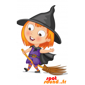 Rudowłosa czarownica z miotłą Mascot - MASFR029671 - 2D / 3D Maskotki