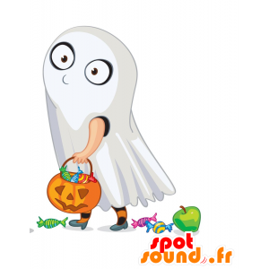 Hvit Ghost Mascot, morsom og original - MASFR029672 - 2D / 3D Mascots