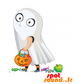 Blanco fantasma mascota, divertido y original - MASFR029672 - Mascotte 2D / 3D