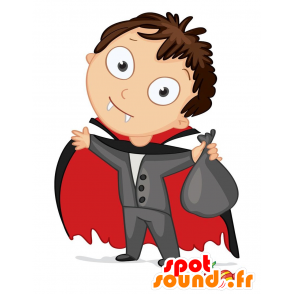 Vampire mascot dressed in black and red, with a cape - MASFR029673 - 2D / 3D mascots