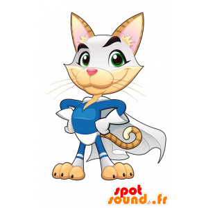 Gato vestido traje de la mascota de superhéroes - MASFR029674 - Mascotte 2D / 3D