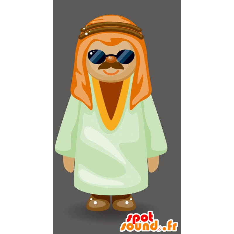 Mascotte d'homme oriental, de sultan avec des lunettes - MASFR029681 - Mascottes 2D/3D