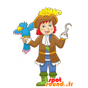 Mascotte de pirate en tenue bleu et marron - MASFR029688 - Mascottes 2D/3D